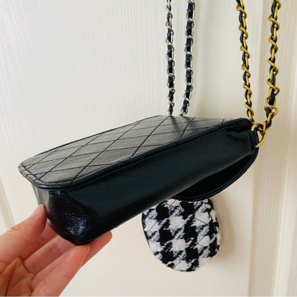Brand New Chanel Makeup Trio Set Black Shoulder Bag with Tweed Coin Pouch - Picture 10 of 15